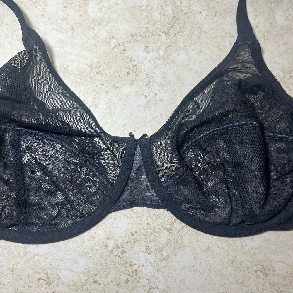 HSIA Elegant Black Lace Unlined Underwire Full Figure Balconette Bra Size 40DD